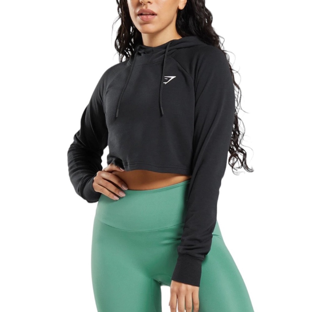 Gymshark Training Cropped Hoodie, Black, Sz. XL